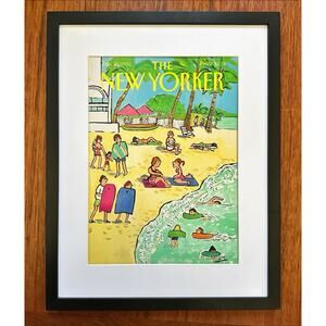 Framed 1992 The New Yorker January 20 Magazine Cover Barbara Westman Beach